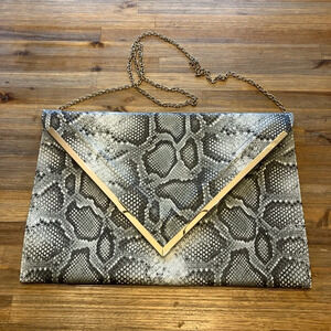 Edite Mode Sam‎ Forever oversized snakeskin envelope clutch w/ removable strap